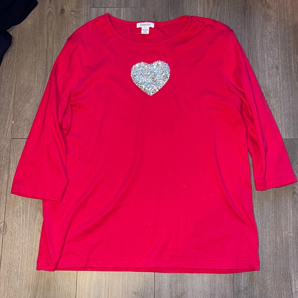 red silver heart shirt